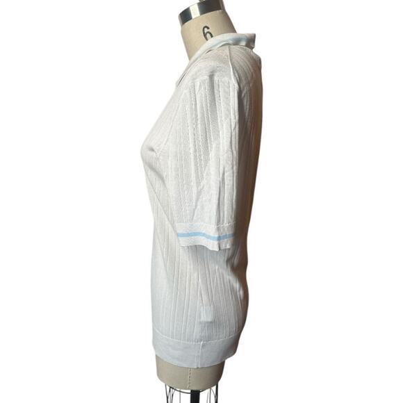G/Fore White Blur Ribbed Golf Polo Short Sleeve Shirt Top Women's Size L NWT - Picture 2 of 6